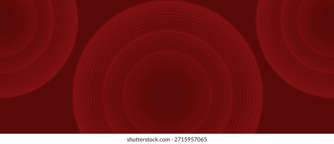 Fondo rojo Abstractas con líneas de curva brillantes. Modelo geométrico rojo brillante moderno de las líneas del círculo. Concepto futurista