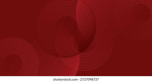 Fundo vermelho abstrato com linhas de curva brilhantes. Padrão moderno de linhas de círculo geométrico gradiente vermelho brilhante. Conceito futurista.
