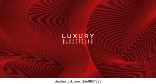 Fondo rojo Abstractas con líneas curvas brillantes. Diseño de líneas de curva de remolino rojo brillante. Líneas en espiral. Patrón oval geométrico. Concepto de tecnología futurista. Ilustración vectorial