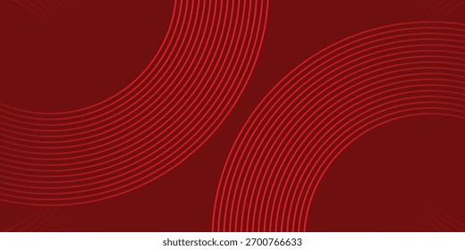 Fondo rojo Abstractas con líneas curvas brillantes. Moderno patrón de línea de círculo geométrico degradado rojo brillante.