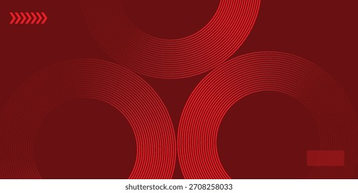 Abstract red background with glowing curved lines. Modern glossy red gradient geometric circle line pattern. Futuristic concept.