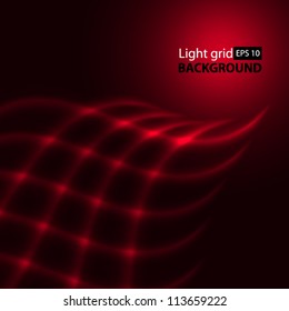 Abstract red background. Glowing grid.