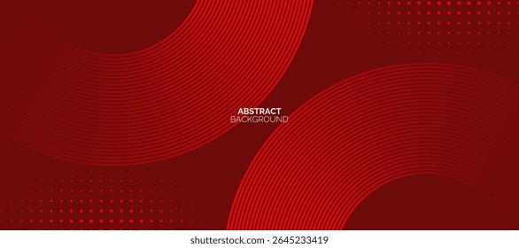 Abstract red background with glowing lines. Modern shiny red gradient geometric circle lines pattern. Futuristic concept.