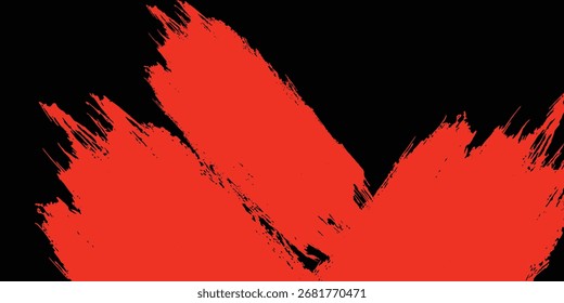  Fondo rojo Abstractas con líneas geométricas radiantes brillantes rojas. Fondo negro y rojo con Ilustración vectorial de pincelada. Grunge   con salpicaduras de pintura roja y negra. 