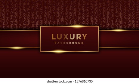 abstract red background with gold lines. red textured background. isolated on gold dots background and golden light.