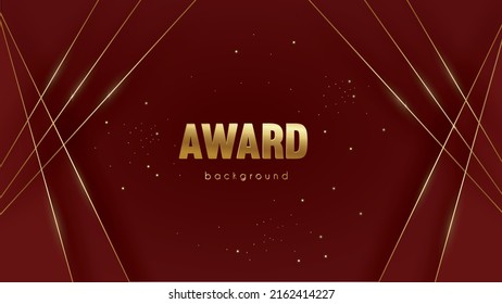 Abstract red background with gold lines element. Luxurious glowing stripes. Award background. Background for presentation, brochure, booklet, poster. Vector