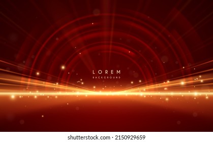Abstract red background with golden light rays