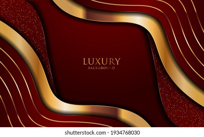 Resumen de fondo rojo y combinación de elementos de líneas doradas. Diseño De Fondo Elegante De Lujo.