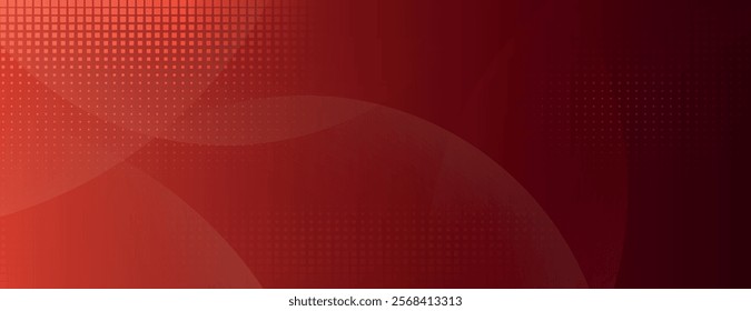 Abstract red background with gradient and dotted texture. The red background features overlapping circular patterns and subtle grid design. Geometric gradient background vector. Red background.