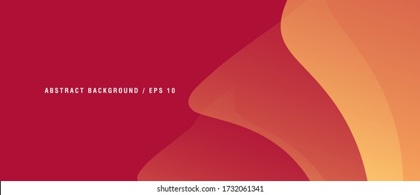 Abstract red background with gradient flat overlay layers, wavy element with place for copy, bright presentation cover