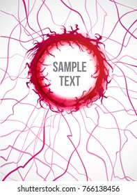 Abstract red background with grunge circle. Vector illustration
