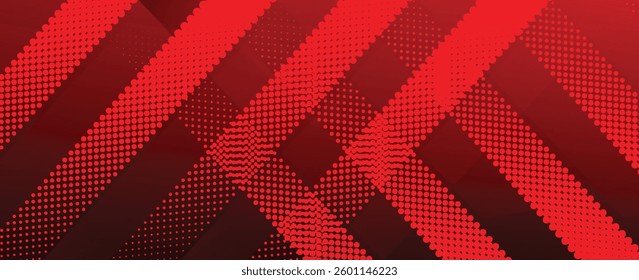 Abstract red background with a halftone dot pattern and diagonal geometric elements. EPS 10