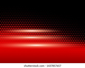 Abstract red background with halftone pattern, vector illustration.