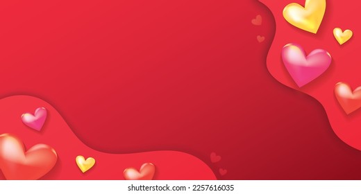 Abstract Red Background with Hearts Vector Illustration