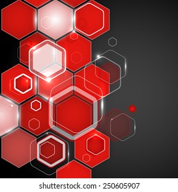 Abstract red background hexagon. Vector illustration. Clip-art