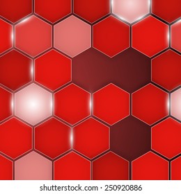 Abstract red background hexagon. Vector. Clip-art