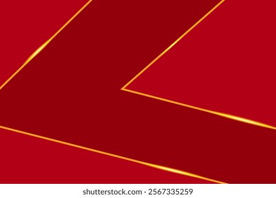 Abstract red background with holotype lines and golden elements. Vector illustration of background.