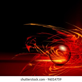 Abstract red background horizon - fire template with sphere