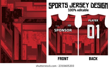 Abstract red background jersey design for sport uniform
