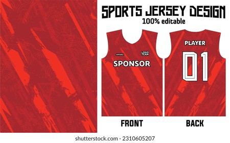 Resumen diseño jersey de fondo rojo para uniforme deportivo