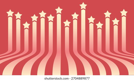 Fondo rojo abstracto con estrellas de línea