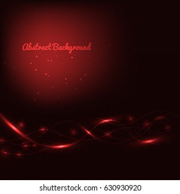 Abstract red background with lines and lights