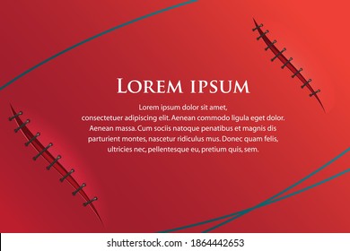 Abstract red background with lines and seams. space for text, copy space 