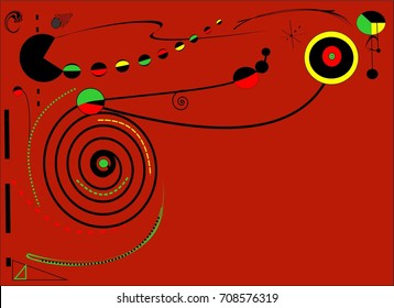 Abstract red background , Miro style whit empty space