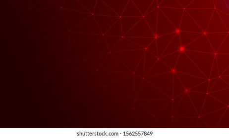 Abstract Red Background With Network Internet Connections. Data Breach, Malware, Cyber Attack, Hacking Concept