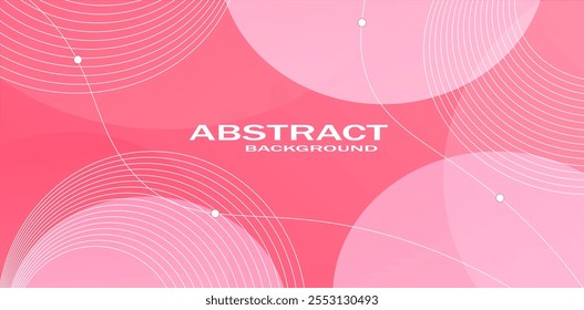 Fondo rojo Abstractas con el círculo rosado baja opacidad superpuesta con líneas blancas . Anuncio de Plantilla futurista para fondo de Web. Ilustración vectorial.