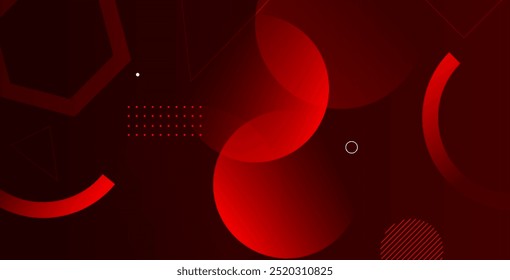 Abstract red background with overlapping circles and dynamic shapes composition for modern designs. Red geometric background 