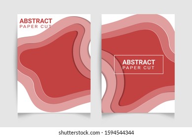 Abstract red background paper cut style for business
