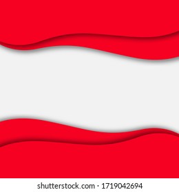 Abstract red background. Paper cut style with shadow. Space for text. Stock - Vector illustration