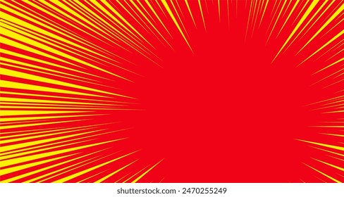 Abstract red Background Pop Art Comic Scattered light rays Zoom. Vector Illustration.