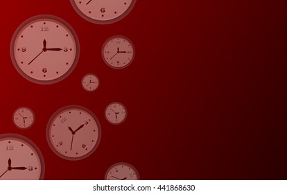 abstract red background for presentations, watch and clock