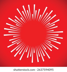 Abstract red background with radiating white light beams, creating a vibrant, energetic atmosphere, bright backdrop. red background with dynamic radial rays. Comic star burst background