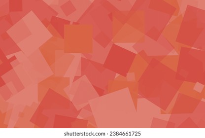 Abstract red background of random squares of different sizes and transparency. Conceptual technologies. Space for your text. 3D vector illustration.