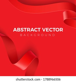 Abstract red background with ribbon design. Eps10 vector illustration.