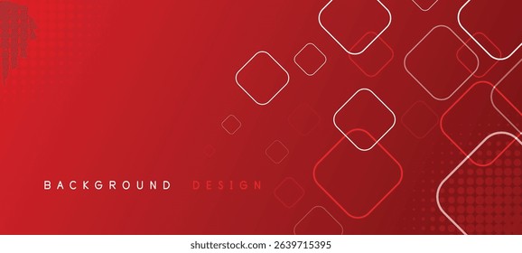 Abstract Red Background with Rounded Square Shapes, Vector Illustration.