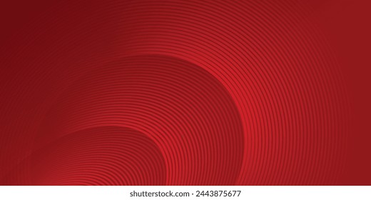 Abstract red background with shining curve lines. Modern shiny red gradient geometric circle lines pattern. vector