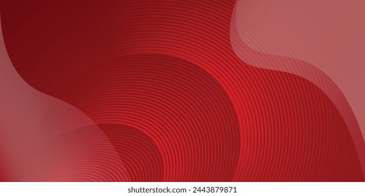 Abstract red background with shining curve lines. Modern shiny red gradient geometric circle lines pattern. vector