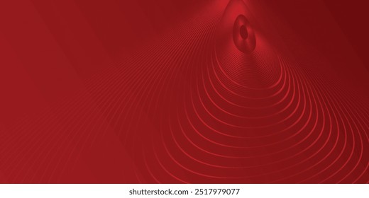 Abstract red background with shining curve lines. Modern shiny red gradient geometric circle lines pattern. vector