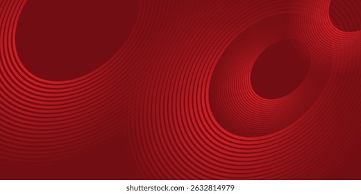 Fundo vermelho abstrato com linhas de curva brilhantes. Padrão moderno de linhas de círculo geométrico gradiente vermelho brilhante. vetor