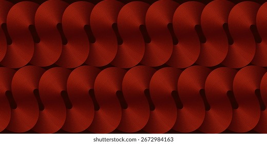 Fondo rojo Abstractas con líneas de curva brillantes. Modelo geométrico rojo brillante moderno de las líneas circulares del gradiente. Vector