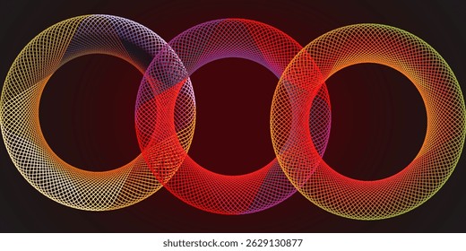 Abstract red background with shining curved lines. Modern shiny red gradient geometric circle lines pattern. Futuristic concept. Suitable for banners, flyers, posters, presentations, covers, websites