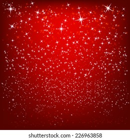 Abstract red background with shiny stars