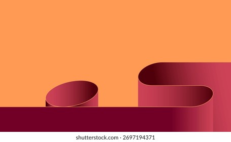 Abstract red background with smooth 3D shapes and soft gradients. Modern and minimalistic design