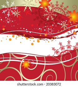 abstract red background with snowflakes