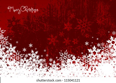 Abstract red background with snowflakes - vector