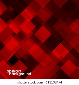 Abstract red background from squares. Geometric mosaic. Vector